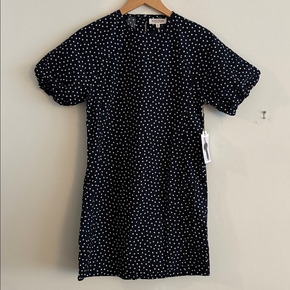 NWT Nation Ltd. Polka Dot Puff Short Sleeve Mini Dress Size XS New